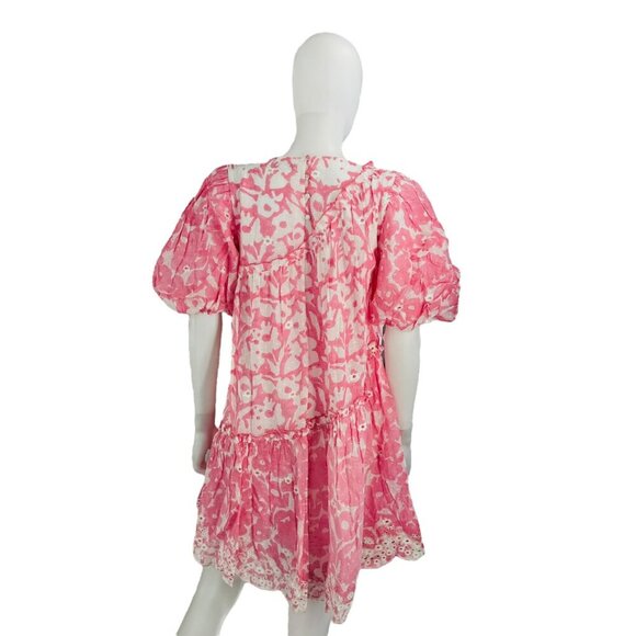 Ash & Eden NEW Pink Milena Floral Swiss Dot Schiffli Mini Dress Size Small - Picture 7 of 10